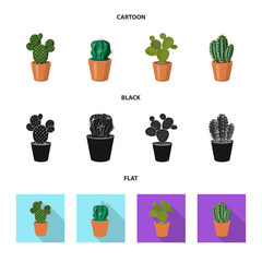 Vector design of cactus and pot icon. Set of cactus and cacti stock vector illustration.