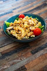 fusilli roast chicken and Italian cheese with basil and parmesan sauce