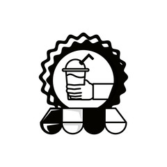 seal with milkshake and parasol