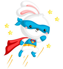 a vector of a cute rabbit in a superhero costume