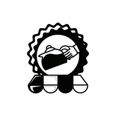 seal of hand with teapot kitchen and parasol