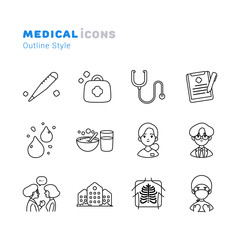 Healthcare and Medical icons outline style