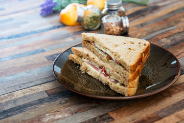 sandwich with ham of mozzarella