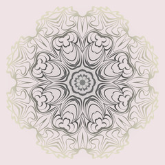Decorative Ornament With Mandala. Anti-Stress Therapy Pattern. Vector Illustration. Pastel, beige color
