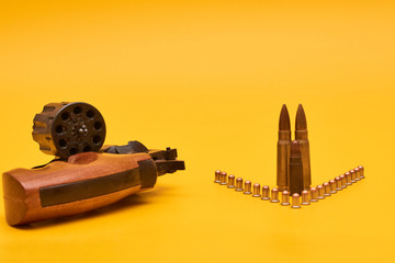 Gun and bullets. Gun Revolver