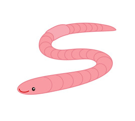 ミミズのキャラクター 横向き イラスト