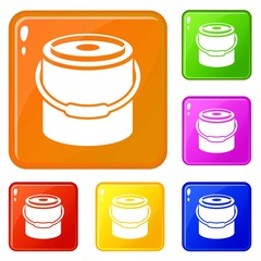 Bucket icons set collection vector 6 color isolated on white background