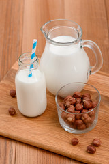 Vegan milk and hazelnuts
