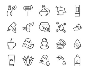 set of skin icons, such as facial, alovera, gel, moisture