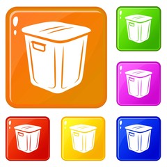 Garden bucket icons set collection vector 6 color isolated on white background