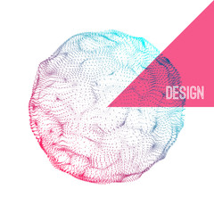 Sphere with connected lines and dots. Global digital connections. Wireframe illustration. Abstract 3d grid design. Technology style.