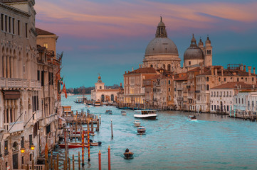 Naklejka premium Santa Maria della Salute at sunset time, a Catholic church in Venice, Italy