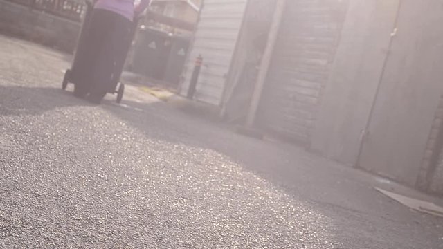 Emptying the wheelie bin