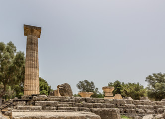 Ruins of large Greek columns on the Acropolis