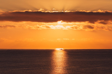 sunrise at ocean seascape with reflection
