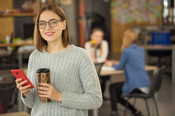 Young woman working at the office