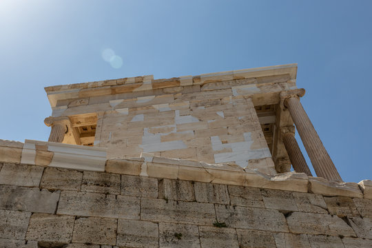Detail photo of iconic temple of Athena Nike in Propylaia,