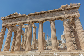 Exterior of Parthenon temple in Acropolis, Athens, Greece.