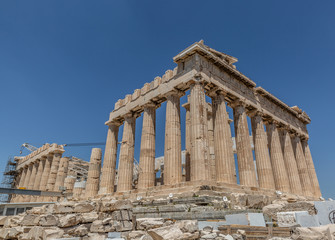 Parthenon ancient greek temple in greek capital Athens Greece,