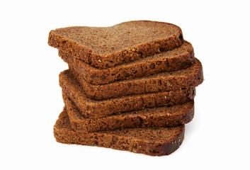 slices of bread isolated on white background