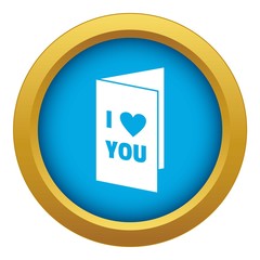 Happy Valentines day or weeding card icon blue vector isolated on white background for any design
