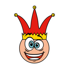 crazy emoticon face with jester hat fools day