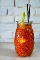 Vegan tomato coctail on the desk, food and nutrition backgrounds