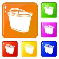 Bucket for water icons set collection vector 6 color isolated on white background