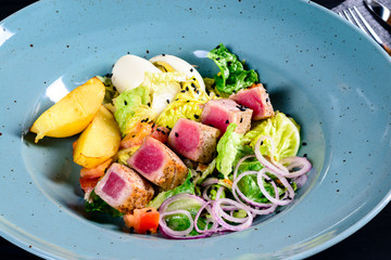 fresh salad with steak meat