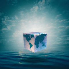 Eco balance with cube world. Abstract natural backgrounds
