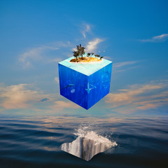 Eco balance with cube world. Abstract natural backgrounds