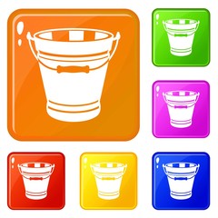 Pail icons set collection vector 6 color isolated on white background
