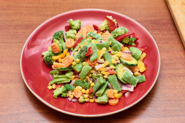 Frozen salad in a bowl