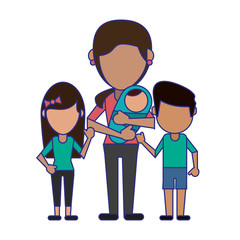 Family avatar faceless cartoon blue lines