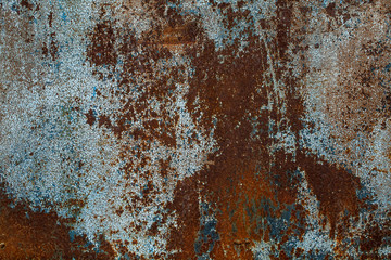 Rusted on surface of the old iron, deterioration of the steel, decay and grunge texture background. Old metal iron panel. 