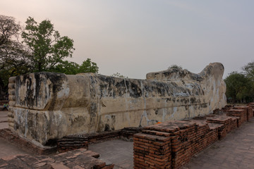 Huge reclining Buddha in Ayudhya Thailand