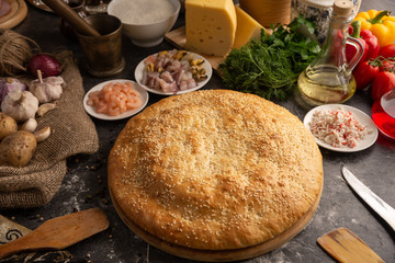 Seafood pie for a menu. 