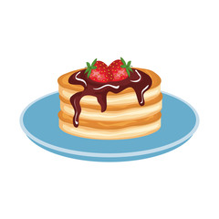 pancakes with chocolate cream and strawberries