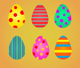 Colorful easter eggs. Flat style greeting card