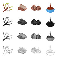 Vector design of food and yummy logo. Collection of food and brown   stock vector illustration.