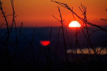 Beautiful sunset near Winzer-Danube-Bavaria-Germany