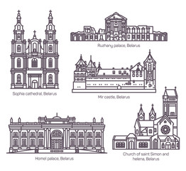 Fototapeta premium Set of isolated Belarus architecture landmarks set