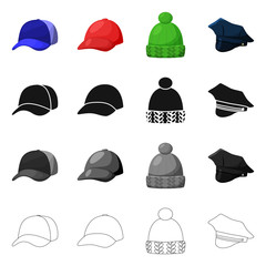 Vector design of clothing and cap icon. Set of clothing and beret stock symbol for web.