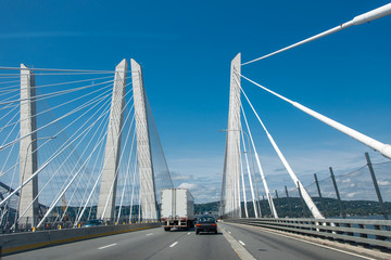 Fototapeta na wymiar Panorama with a white bridge