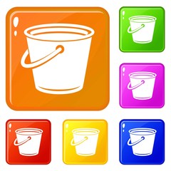 Domestic bucket icons set collection vector 6 color isolated on white background