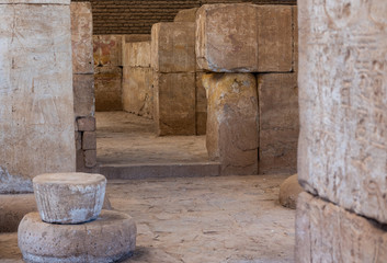 Stone ashlar of an ancient temple from the time of the black pharaohs in Sudan