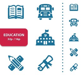 Education Icons (4x magnification for preview).