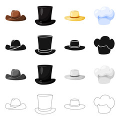 Vector illustration of clothing and cap logo. Set of clothing and beret stock vector illustration.