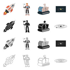 Vector illustration of astronomy and technology  icon. Collection of astronomy and sky stock vector illustration.