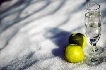 apples in the snow